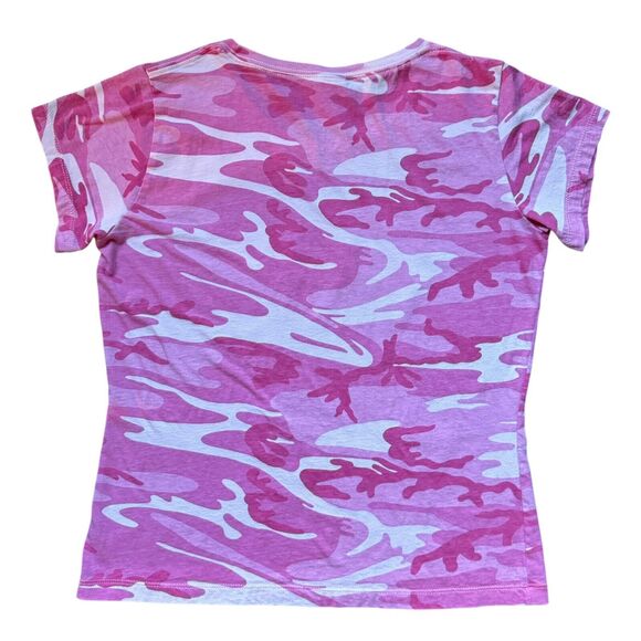 Ted Nugent Womens Pink Camouflage Shirt Size M Camo Fitted T-Shirt Shortsleeve - Picture 2 of 8